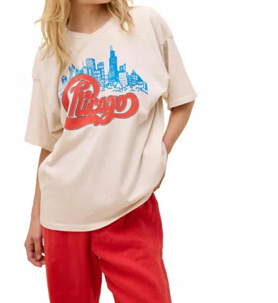 Daydreamer Women's Chicago Skyline Oversized Jersey Top In Dirty White