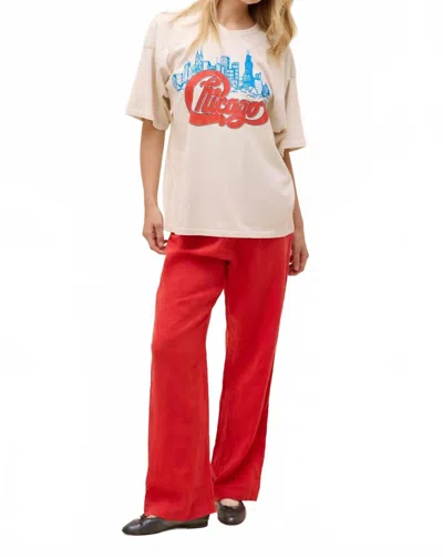 Daydreamer Women's Chicago Skyline Oversized Top In Beige In Neutral