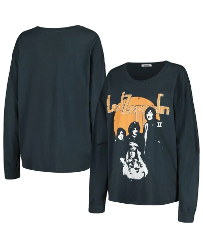 Daydreamer Women's  Black Distressed Led Zeppelin Portrait Merch Long Sleeve T-shirt