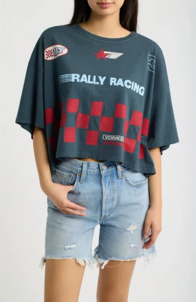 Daydreamer Yonkers Speedway Cropped Graphic T-shirt In Blue