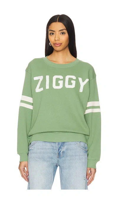 Daydreamer Ziggy Stardust Varsity Sweatshirt In Stone Green