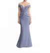 Daymor Off-the-shoulder Pleated Dress In Delphi Blue