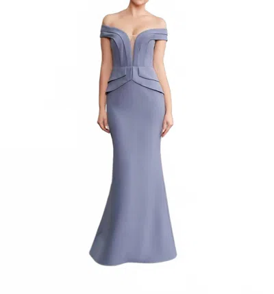 Daymor Off-the-shoulder Pleated Dress In Delphi Blue In Multi