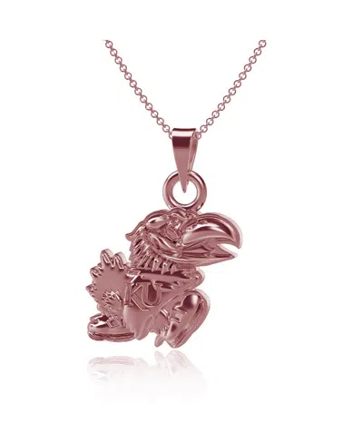 Dayna Designs Kansas Jayhawks Rose Gold Pendant Necklace In Pink