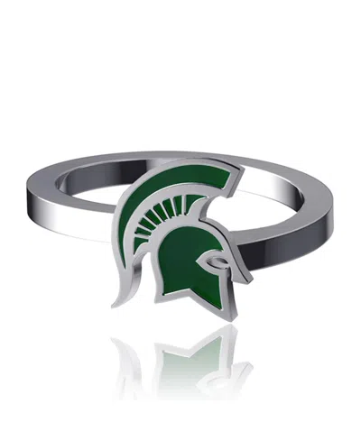 Dayna Designs Michigan State Spartans Bypass Enamel Silver Ring