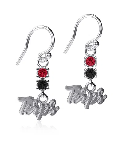 Dayna Designs Women's  Maryland Terrapins Dangle Crystal Earrings In Silver