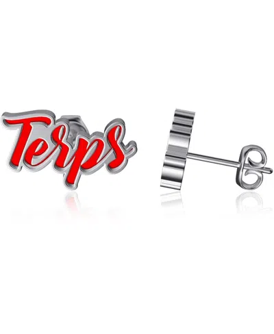 Dayna Designs Women's  Maryland Terrapins Enamel Post Earrings In Red