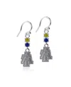 Dayna Designs Women's  North Carolina A T Aggies Dangle Crystal Earrings In Silver