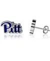 Dayna Designs Women's  Pitt Panthers Enamel Post Earrings In Silver