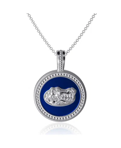 Dayna Designs Women's Florida Gators Enamel Silver Coin Necklace In Blue