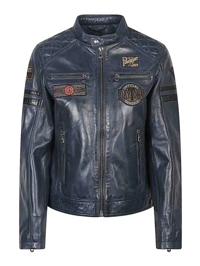 DAYTONA 73 CHAQUETA DE CUERO - AZUL