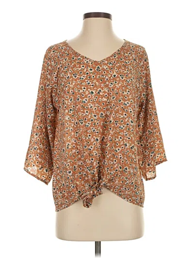 Pre-owned Daytrip 3/4 Sleeve Blouse In Brown