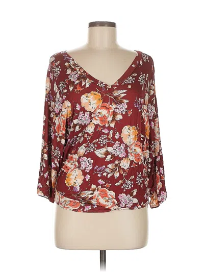 Pre-owned Daytrip 3/4 Sleeve Blouse In Burgundy