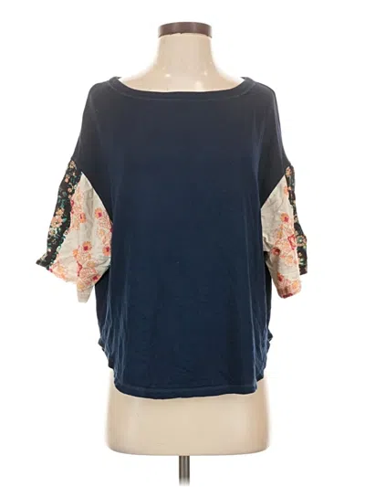 Pre-owned Daytrip 3/4 Sleeve Top Blue Boatneck Tops