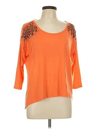 Pre-owned Daytrip 3/4 Sleeve Top Orange Scoop Neck Tops