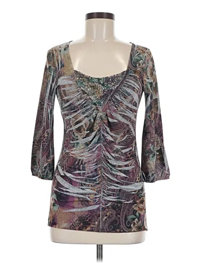 Pre-owned Daytrip 3/4 Sleeve Top Silver Sweetheart Neckline Tops