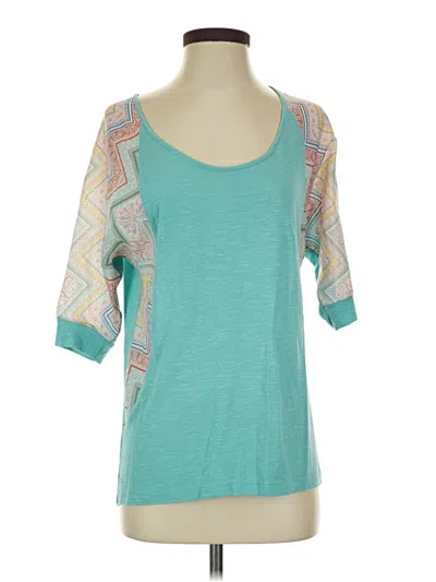 Pre-owned Daytrip 3/4 Sleeve Top Teal Scoop Neck Tops