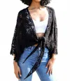 Daytrip Floral Crochet Wrap Top In Black In Black