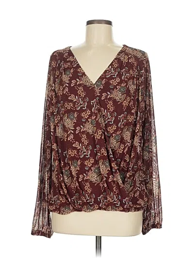 Pre-owned Daytrip Long Sleeve Blouse In Burgundy