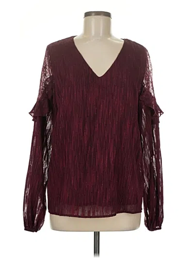 Pre-owned Daytrip Long Sleeve Blouse In Burgundy