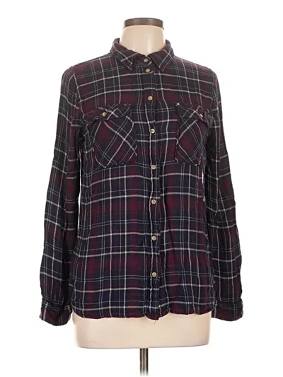 Pre-owned Daytrip Long Sleeve Button Down Shirt In Burgundy