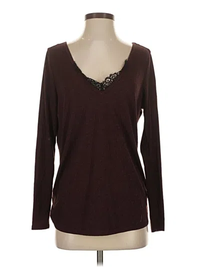 Pre-owned Daytrip Long Sleeve Top Burgundy V-neck Tops