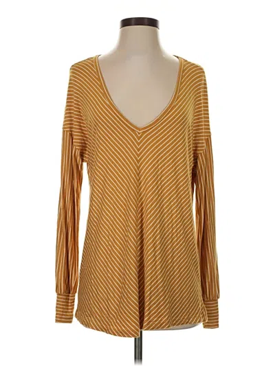 Pre-owned Daytrip Long Sleeve Top Gold Plunge Neckline Tops