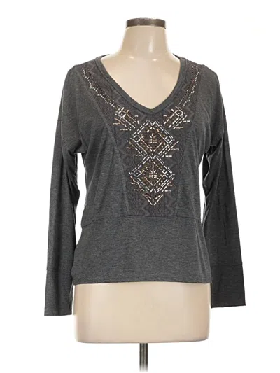Pre-owned Daytrip Long Sleeve Top Gray V Neck Tops