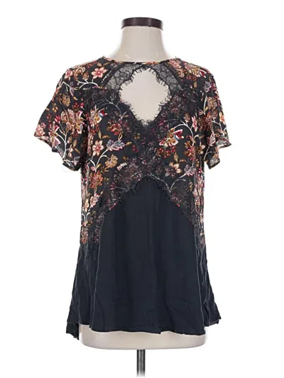 Pre-owned Daytrip Short Sleeve Blouse In Black