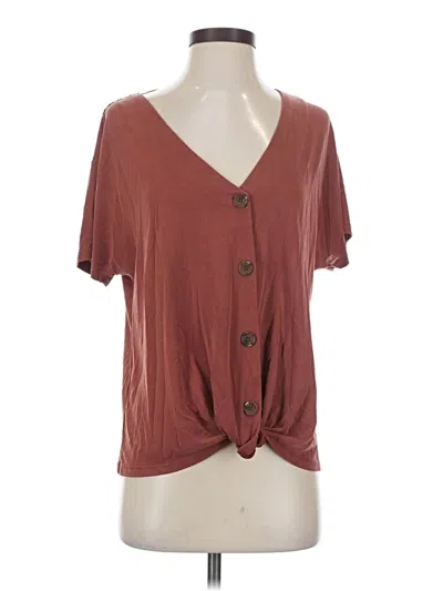 Pre-owned Daytrip Short Sleeve Top Burgundy V Neck Tops