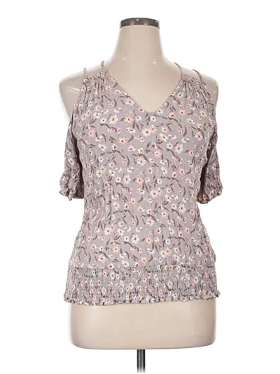 Pre-owned Daytrip Short Sleeve Top Gray Cold Shoulder Neckline Tops