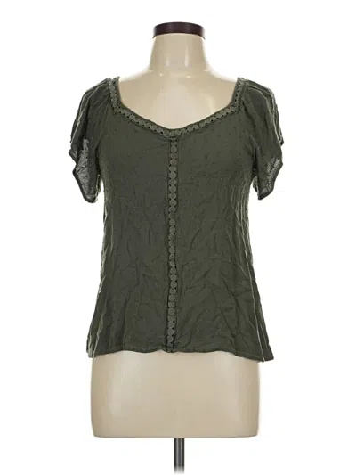 Pre-owned Daytrip Short Sleeve Top Green Sweetheart Neckline Tops