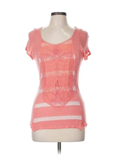 Pre-owned Daytrip Short Sleeve Top Pink Sweetheart Neckline Tops