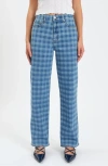 Daze 1999 Ripped High Waist Straight Leg Jeans In Blue