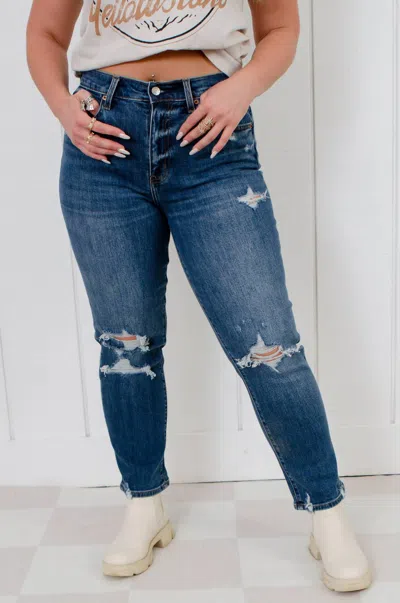 Daze A Plus Straight Up High Rise Straight Jeans In Denim Blue In Multi