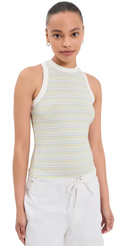 Daze Astra Racerback Tank Lemon Stripe In White
