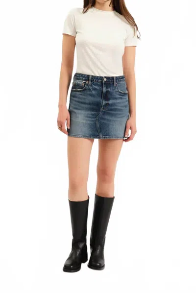 Daze Authentic Malibu Denim Skirt In Medium Blue In Multi