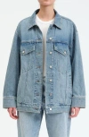 Daze Beau Embellished Denim Trucker Jacket In Later