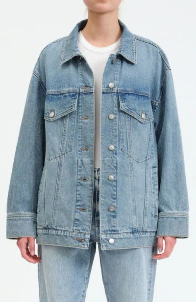 Daze Beau Embellished Denim Trucker Jacket In Later