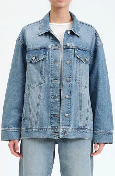 Daze Beau Embellished Denim Trucker Jacket In Twinkle