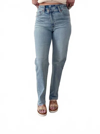 Daze Bianca Crossover Full Length Jeans In Light Wash In Blue