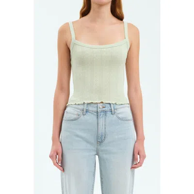 Daze Blossom Pointelle Cotton Camisole In Pistachio