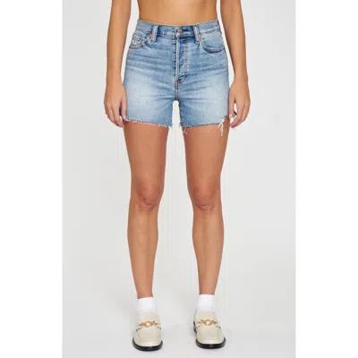 Daze Bottom Line Distressed Cutoff Denim Shorts In Dancefloor