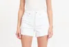 Daze Sun High Waist Denim Cutoff Shorts In White