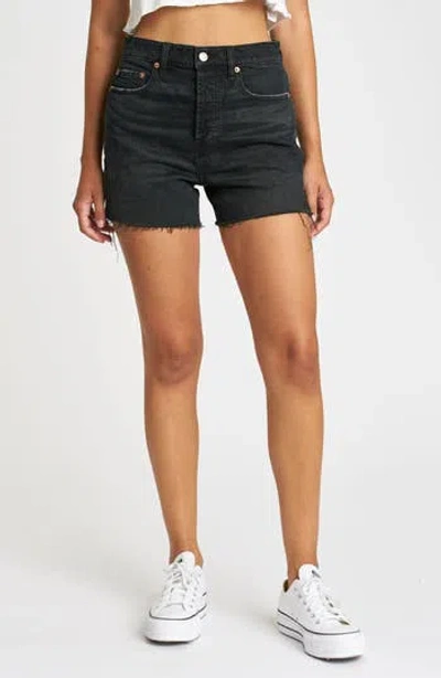 Daze Bottom Line Ripped High Waist Denim Cutoff Shorts In Inked