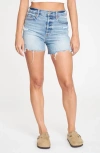 DAZE BOTTOM LINE RIPPED HIGH WAIST DENIM CUTOFF SHORTS