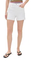 Daze Sun High Waist Denim Cutoff Shorts In White