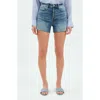 Daze Bottom Line High Rise Shorts In Blue In Perfection