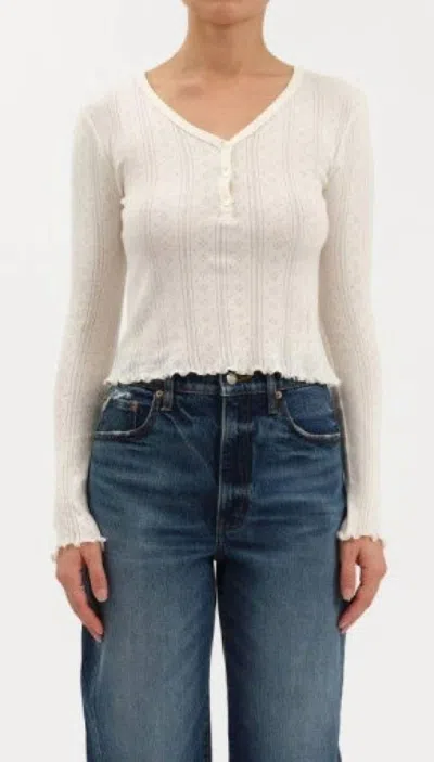 Daze Bunny Pointelle Top In White
