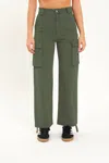 Daze Cadet Cargo High Rise Cinch Hem Pants In Grass In Green